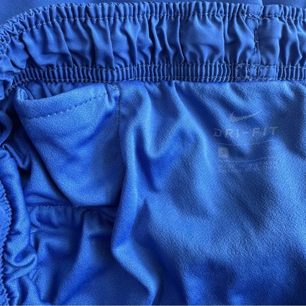 Nike Dri Fit Wom Small Blue & White Elastic Waist Athletic Lined Running Shorts - Picture 2 of 5
